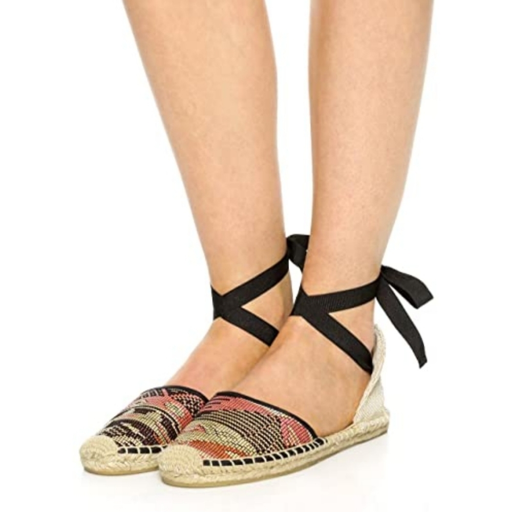 Soludos Classic Raffia Lace Up Espadrille Flats 9 - Picture 6 of 12